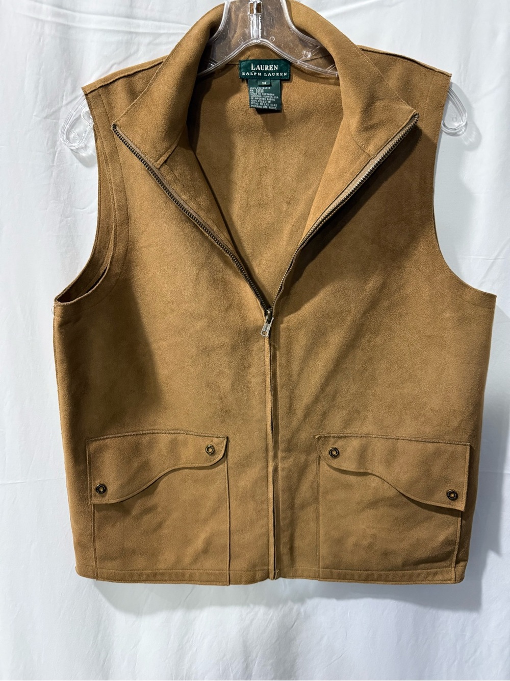 Ralph Lauren Brown Zip-Front Canvas Vest